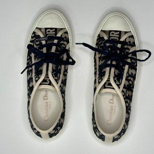 Dior Navy and Beige Logo Canvas Low-Top Sneakers